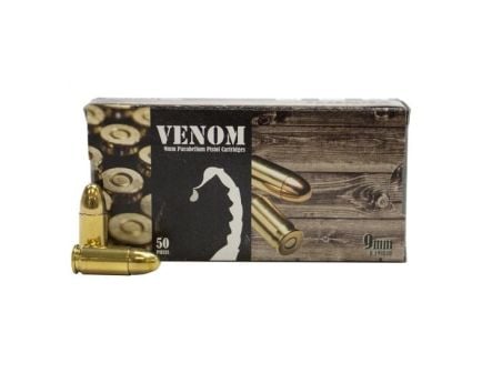 Venom Ammo 9mm 124Gr FMJ Ammo 50rds - 9MM124FMJ-V50