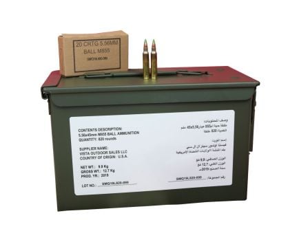 Federal American Eagle 5.56x45mm NATO 62gr FMJ 820rd Ammo Can - ZSAM855MOI