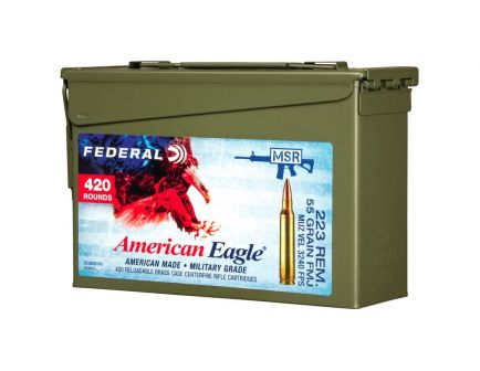 American Eagle .223 REM 55gr FMJ BT Ammo, 420rds - AE223BK420 AC1