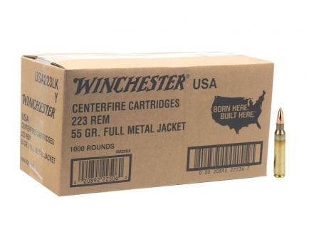 Winchester 55gr FMJ 223 Ammo, 1000 rds - W2231000