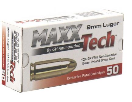 Maxxtech 9mm Ammo 124gr FMJ 9mm 