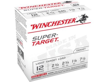 Winchester Super Target Light Target Load 12 Gauge 2-3/4" 7-1/2 Shot 1-1/8 oz Shotshell, 100/Box - TRGT127VP