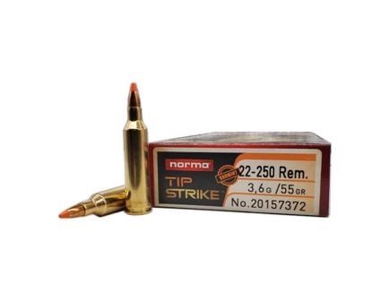 Norma Tipstrike-Varmint 55gr .22-250 Rem. Ammo, 20rds - 20157372