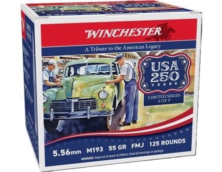 Winchester USA Valor M193 5.56 Ammo 55 gr FMJ, 125rds - USA193125
