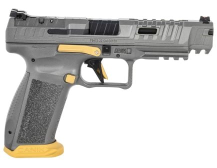 Canik SFX Rival 5" Optics Ready 9mm Pistol, Rival Gray/Gold - HG6610T-N