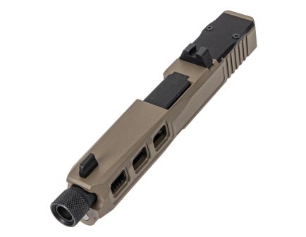 PSA Dagger Complete SW3 RMR Slide Assembly With Threaded Barrel, Extreme Carry Cut, & Ameriglo Lower 1/3 Co-Witness Sights, Flat Dark Earth (Rear Sight Forward)