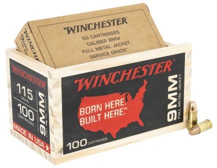 Winchester 9mm Luger 115gr FMF 100Rds - USA9WB