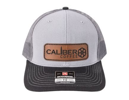 Caliber Coffee Richardson Hat w/ Leather Rectangle Logo, Black/Grey