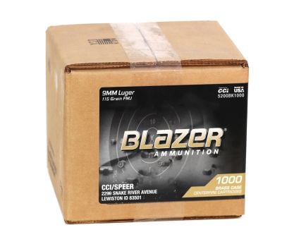 CCI Blazer 9mm Ammo 115 Grain FMJ 1000rd Case - 5200BK1000