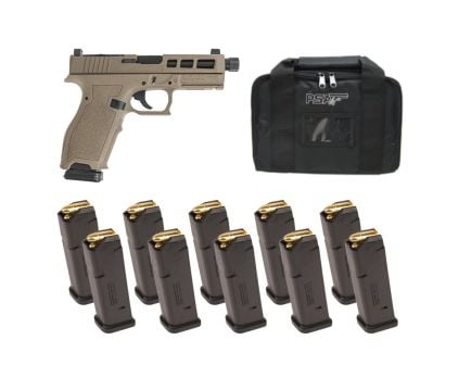 PSA Dagger Full Size - S 9mm Pistol with SW1 RMR with Threaded Barrel & 10 17rd Mags & Bag, FDE (Rear Sight Rear)
