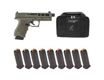 PSA Dagger Compact 9mm Pistol With SW1 ECC RMR Slide & Threaded Barrel w/10-15rd Mag and Bag, Sniper Green(Rear Sight Rear)