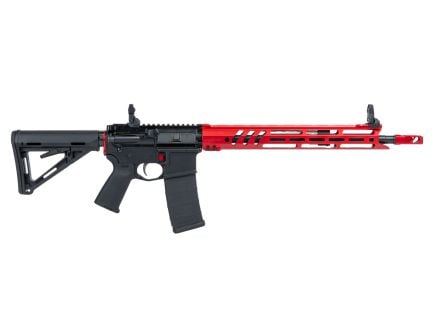 PSA BLEM 16" Mid-Length 5.56 NATO 1/7 Nitride 15" Ravage Handguard MOE EPT Rifle w/MBUS Sight Set, Red