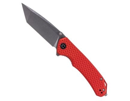 Kronos Brazen Tactical Stonewashed Tanto Folding Knife, Red - PSA-638-4
