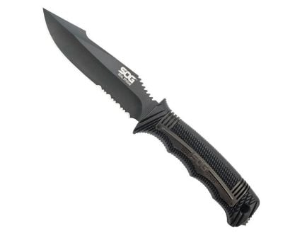 SOG Knives Seal Strike, Fixed Blade Knife, Partially Serrated Clip Point, Black - SOGSS1003-CP