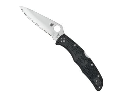 Spyderco Endura 4 Lightweight Folding Knife Serrated Spyderedge Clip Point, Black - C10SBK