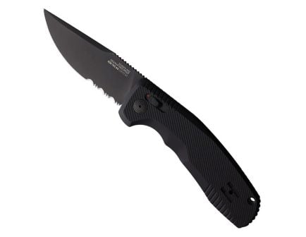 SOG Knives SOG-TAC AU Partially Serrated Straight Folding Knife, Black - SOG15-38-02-57