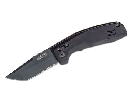 SOG Knives SOG-TAC AU Partially Serrated Folding Knife Tanto, Black - SOG15-38-04-57