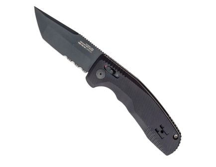 SOG Knives SOG-TAC AU Partially Serrated Folding Knife Tanto, Black - SOG15-38-04-57
