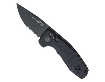 SOG Knives SOG-TAC AU Partially Serrated Straightback Folding Knife, Black - SOG15-38-08-57