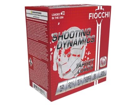 Fiocchi Shooting Dynamics 12 Gauge 2.75" #8 Shot Ammo - 1.12 oz - 25rds - 12SDHV8