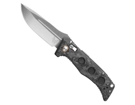 Benchmade Mini Auto Adamas Folding Drop Point Knife, Marbled Carbon Fiber - 2730-03