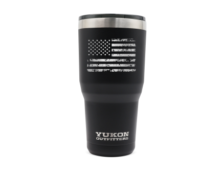 Yukon Outfitters 30 oz Freedom Tumbler, Black w/ Distressed USA Flag - YO30BLACKUSA