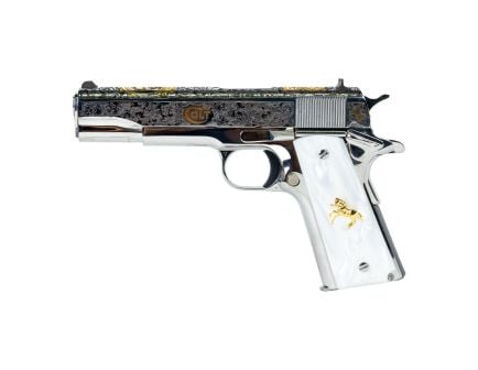 Colt Pistol 1911 El Samuel 38 Super High Polish SS Engraved 9rd 5" - O1911C-SS38-ESS