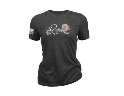 Nine Line Women’s Sig Rose Tri-blend T-Shirt, Charcoal Black