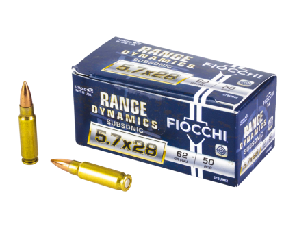 Fiocchi Range Dynamics Subsonic 5.7x28mm 62GR FMJ Ammunition, 50 Rds - 57SUB62