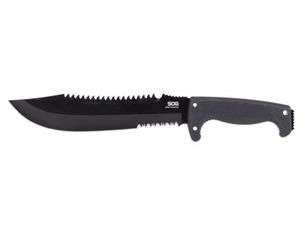 SOG Knives Jungle Primitive 9.5" Clip Point Fixed Blade Knife, Black - SOGF03TNCP