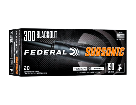 Federal Subsonic .300 AAC Blackout 190 gr Fusion Tipped Ammo, 20rds - F300BMSR3