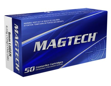Magtech Range/Training 9mm 124 gr FMJ 50rds Handgun Ammo for Consistent Performance in Training - 9B