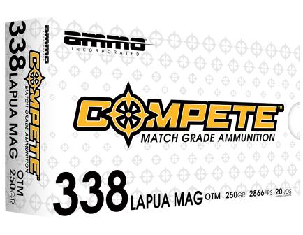 Ammo Inc Match .338 Lapua Magnum 250 gr BTHP 20rds Rifle Ammo for Top-Tier Performance for Long-Range - 338LM250BTHPA20