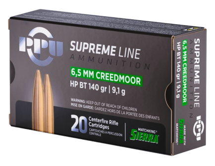 PPU USA Supreme Line 6.5 Creedmoor 140 gr BTHP 20rds Rifle Ammo for Superior Accuracy - PPMK65C