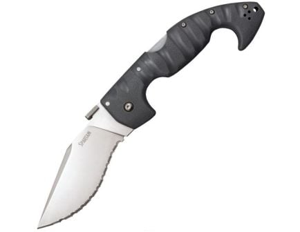 Cold Steel Spartan Serrated Folding Knife Clip Point Black - Strong Clip Point Ergonomic Handle, Reliable Tactical Folder - CS-21SS
