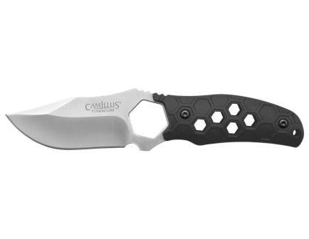 Camillus Comb Fixed Blade Clip Point Knife, Black - CAM-19489
