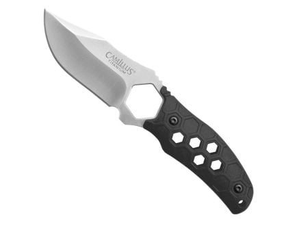 Camillus Comb Fixed Blade Clip Point Knife, Black - CAM-19489