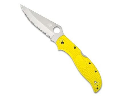 Spyderco Stretch 2 XL Lightweight Salt Folding Clip Point Knife Serrated, Yellow - C258SYL