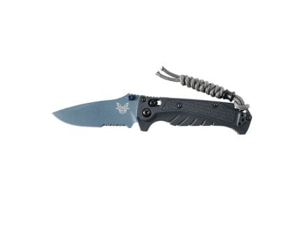 Benchmade Mini Adira Folding Drop Point Knife Serrated, Tempest Gray - 18065SBT-01