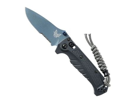Benchmade Mini Adira Folding Drop Point Knife Serrated, Tempest Gray - 18065SBT-01