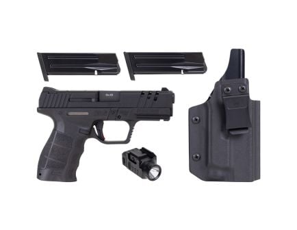 SAR SAR9 CX Package 4" 9mm 15rd Pistol, Black W/ Rail Mounted Flashlight and Holster - SAR9CXBL