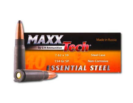 MaxxTech Essential Steel 7.62x39mm 154gr SP Ammo, 40rds