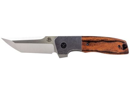 Begg Knives Seishin Folding Tanto Knife, Brown Pakkawood - BG053
