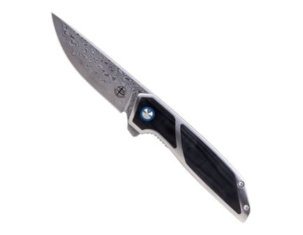 Begg Knives Diamici Damascus Folding Drop Point Knife, Black - BG015