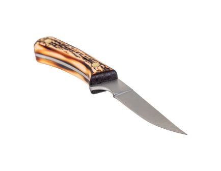 Bear & Son 6 1/2" Stag Delrin Bird & Trout Knife w/ Leather Sheath - 751CP