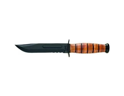 KA-BAR US Army Serrated Edge Fixed Knife Clip Point, Brown