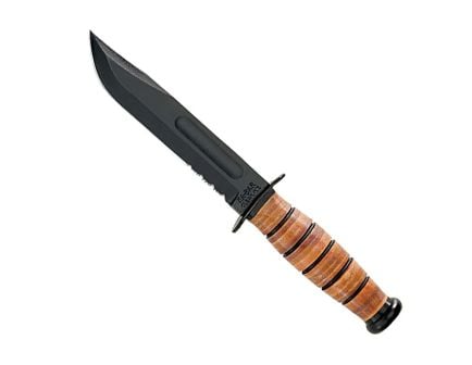 KA-BAR US Army Serrated Edge Fixed Knife Clip Point, Brown
