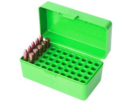 MTM Case Gard .22 Hornet Flip-Top Ammo Box, 50rds Green