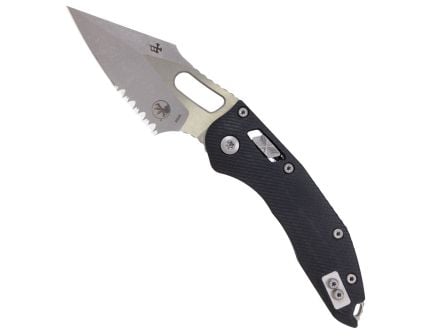 Microtech Stitch Ram-Lok Apocalyptic Folding Spear Point Knife Serrated, Black - 169RL-11APFLGTBK