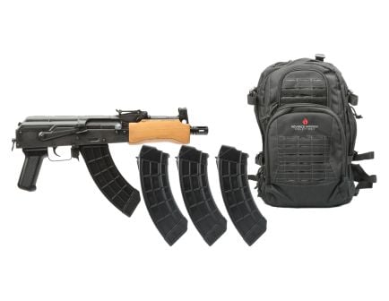 Century Arms Mini Draco 7.62x39 7.75" 30rd AK Pistol w/ 4 Mags & Bag Bundle, Black - HG2137BP-N